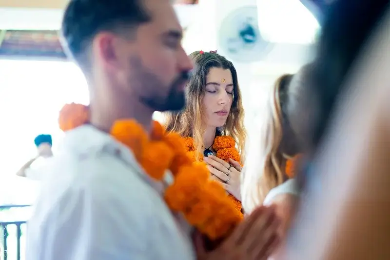 Group yoga ceremony at Vinyasa Yoga Academy Bali