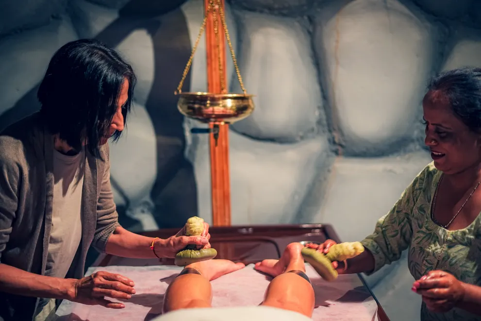 Kizhi herbal poultice massage at the Bali Ayurveda retreat