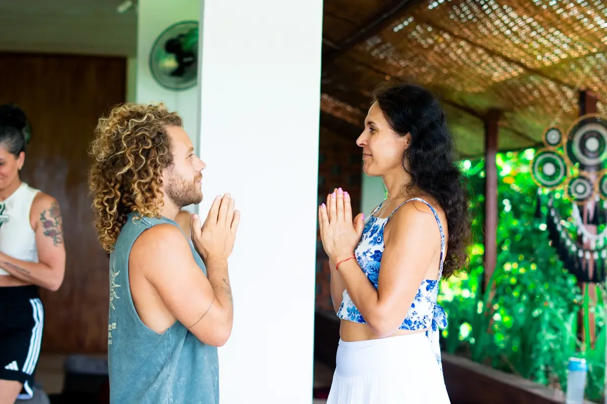 Yoga retreat morning practice in Bali