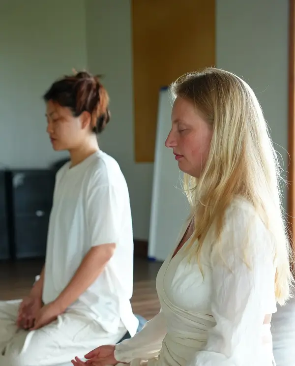 Seated inner-silence practice with eyes closed