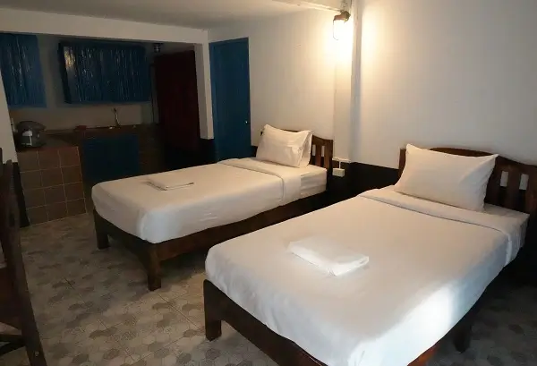 A twin room at the retreat campus, ready for arrival