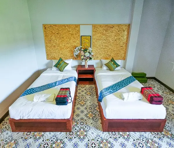 Twin-share student room at the Chiang Mai campus