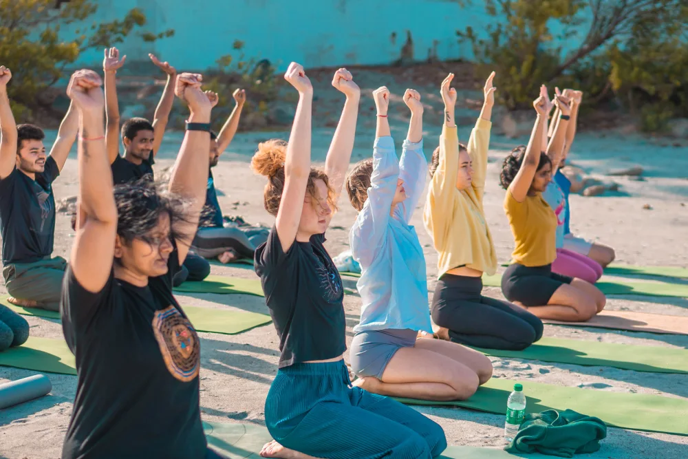 500 Hour Yoga Teacher Training Students Practicing in Rishikesh