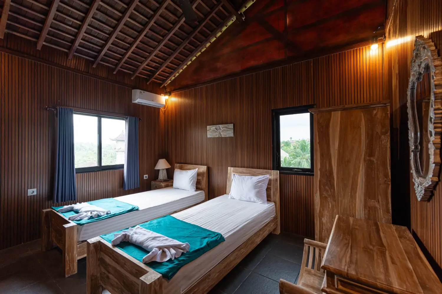 Twin beds in shared room