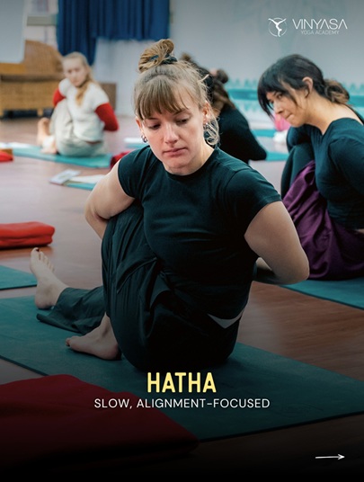 A group of students practicing hatha yoga A group of students practicing hatha yoga