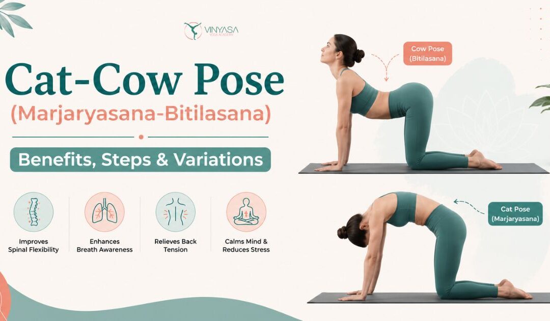 Cat Cow Pose (Marjaryasana-Bitilasana): Benefits, Steps & Variations