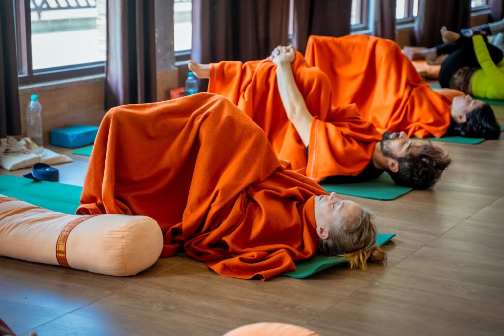 Student Practising Yoga Poses for Bloating During TTC at Vinyasa Yoga Academy